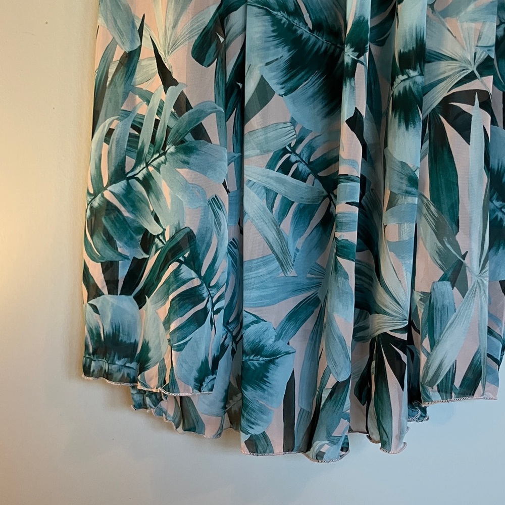 KATE and LILY Tropical Pink and Teal Green Color Summer Maxi Dress Botanical 14 - Picture 3 of 4